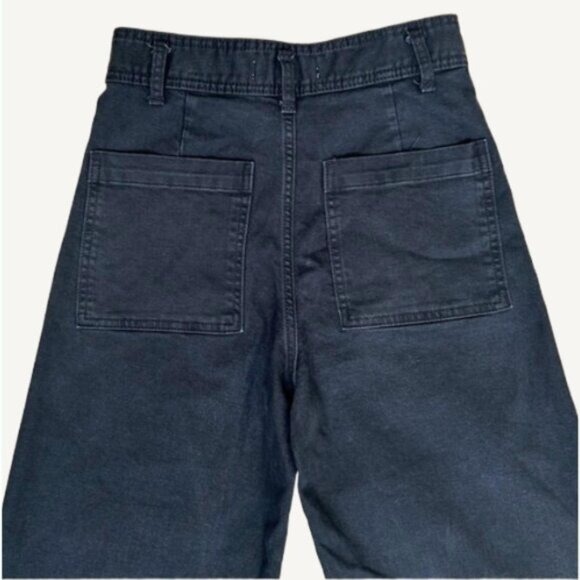 Zara High Rise Wide Leg Raw Hem Charcoal Denim Jeans Black Size 6 - Picture 4 of 11